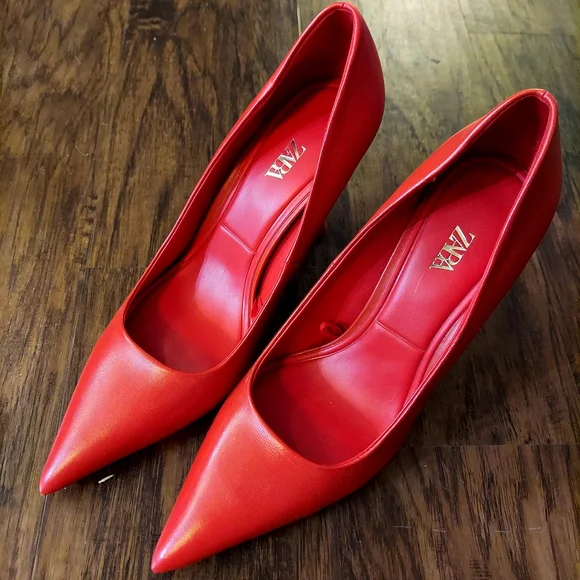 Zara Shoes Zara Red Pointedtoe Heels Poshmark